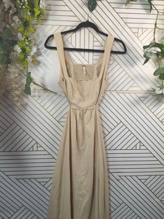 Free People Women's Dressed for sunshine midi dress Desert Topaz Tan Sz XS - Picture 3 of 7
